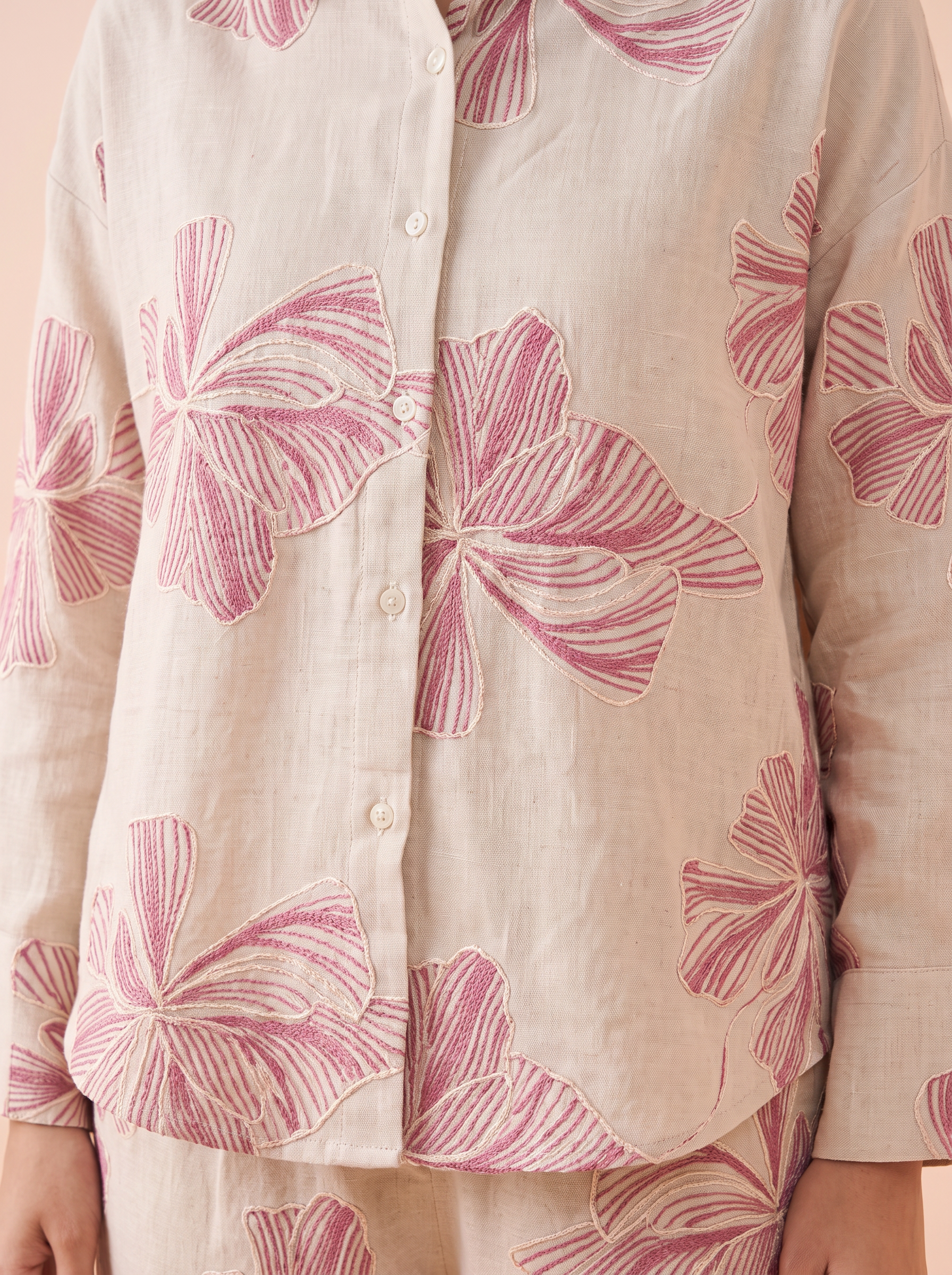 Floral Linen Khadi Co-ord Set