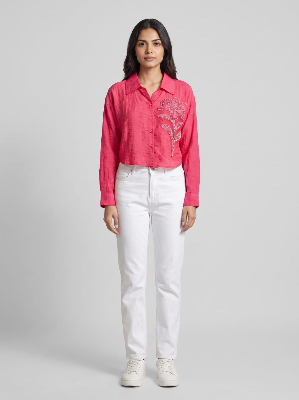 Blush Bloom Embroidered shirt
