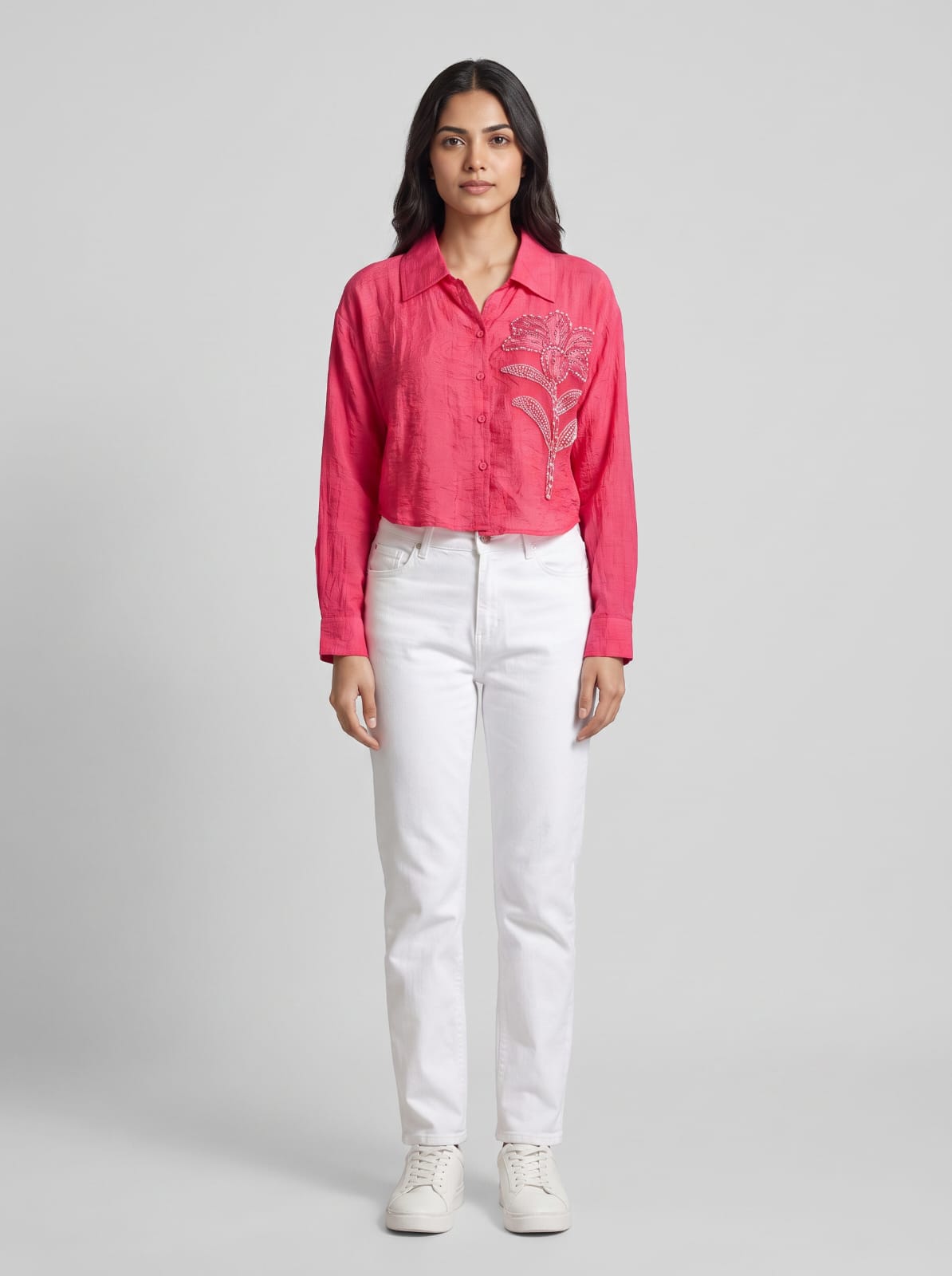 Blush Bloom Embroidered shirt