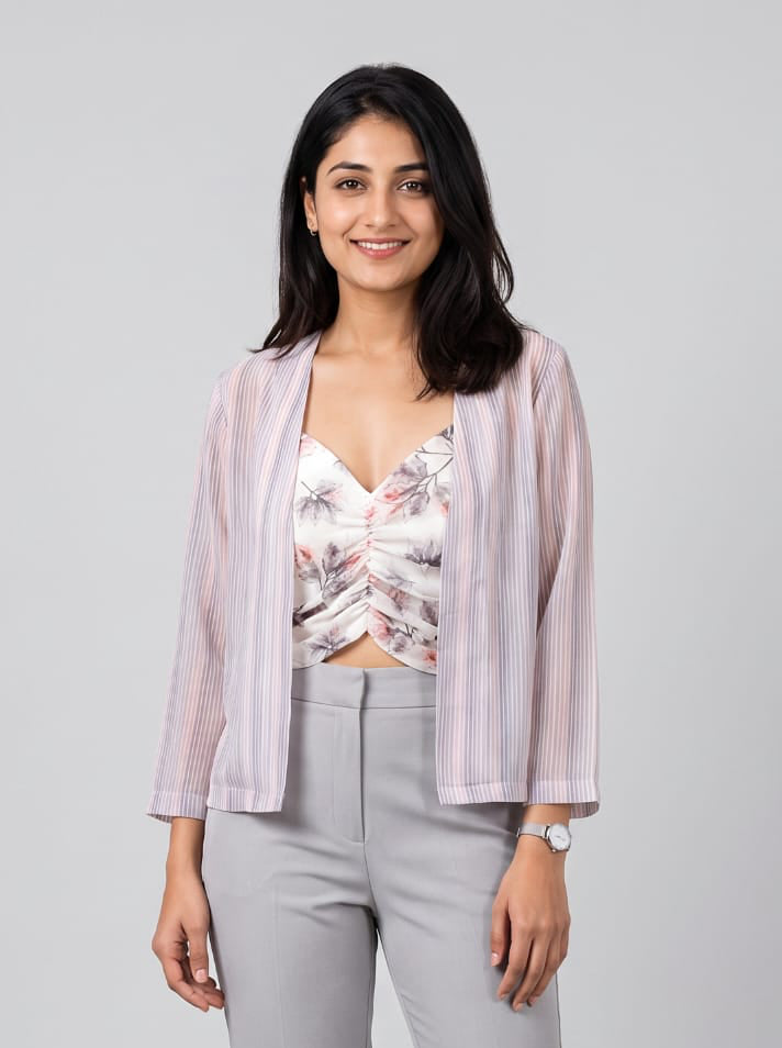 Summer Breeze Striped Sheer Overlay