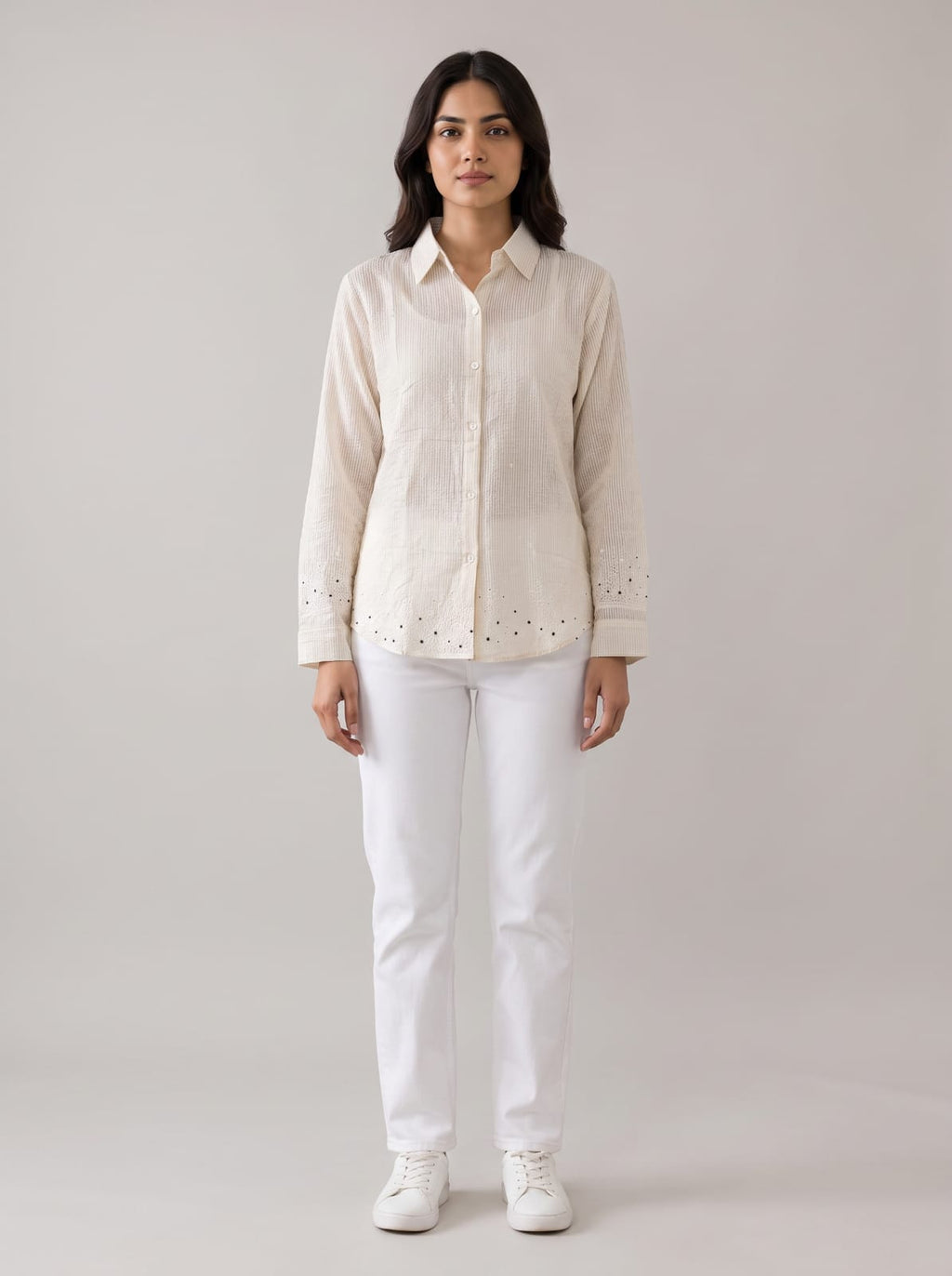 Ivory Dots Textured shirt
