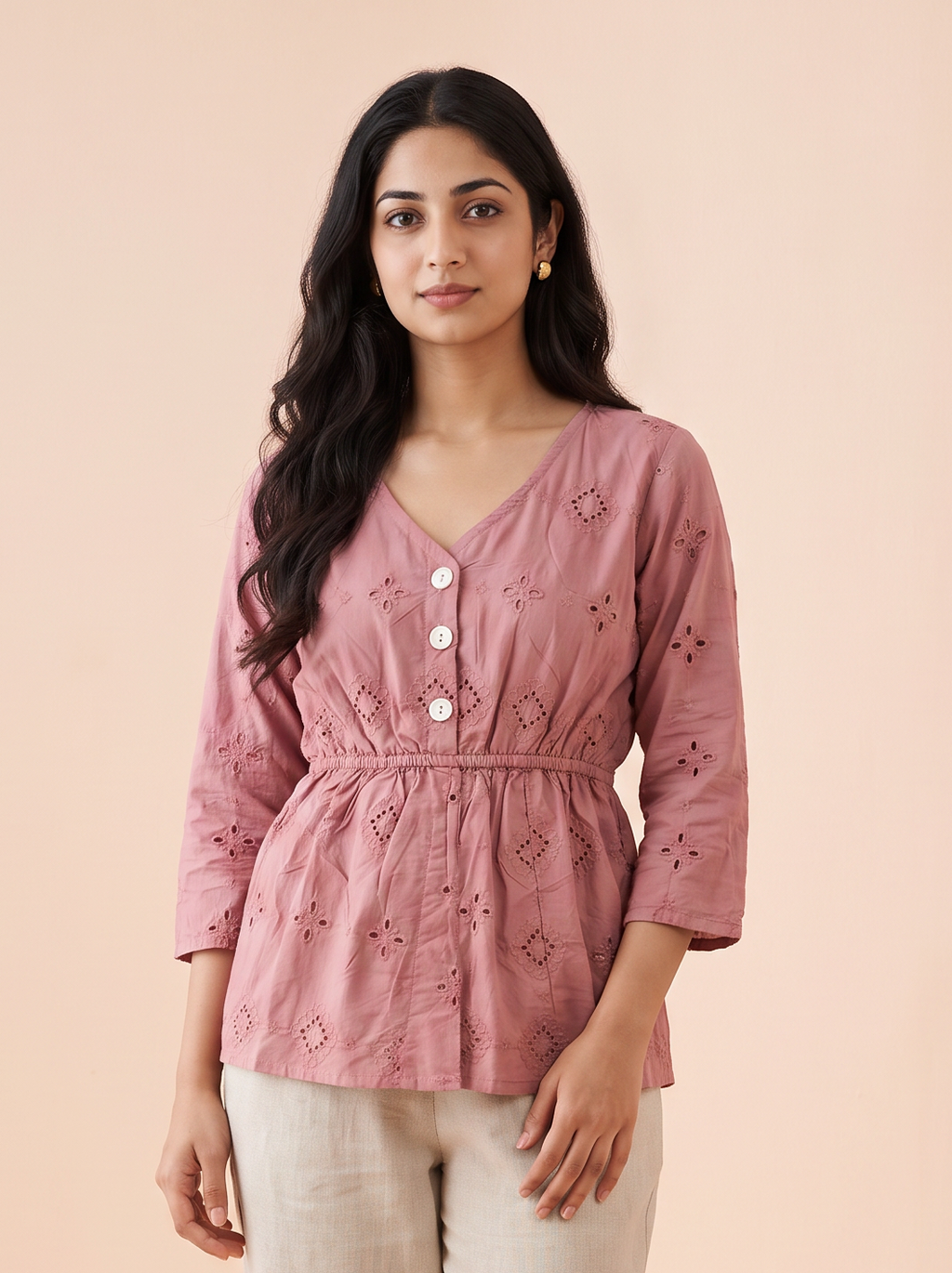 Rosewood Embroidered Peplum Tunic