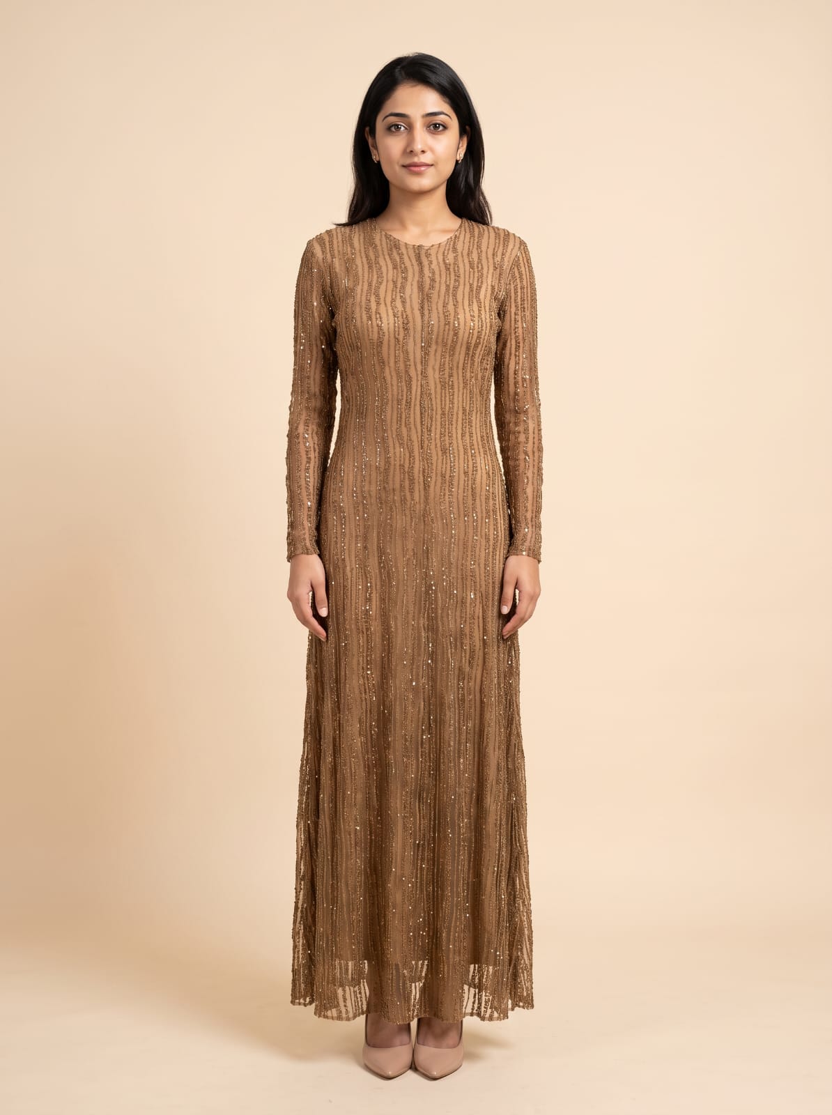 Shimmer Vertical Sequin Maxi Dress