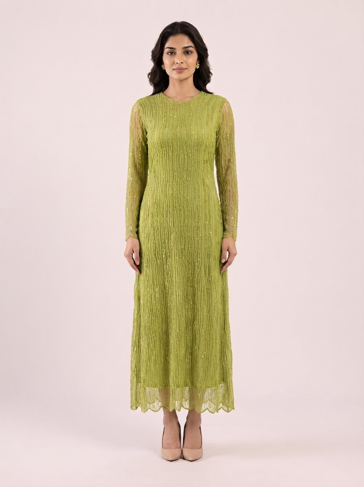 Shimmer Vertical Sequin Maxi Dress