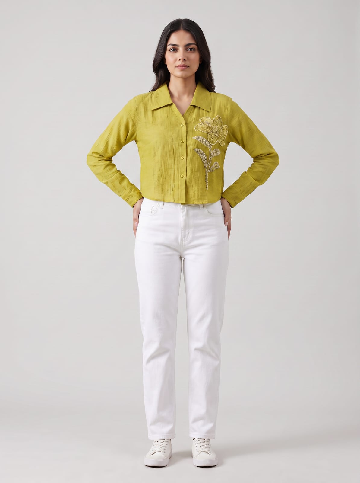 Blush Bloom Embroidered Shirt