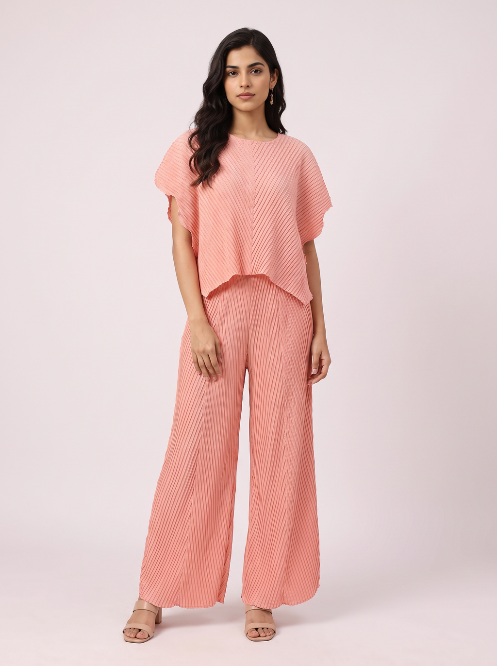 The Blush Chevron Pleated Co-ord Set