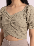 Sienna Ruched Eyelet Crop Top