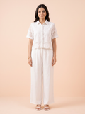 Ivory Lace Bloom Linen khadi Co-ord set