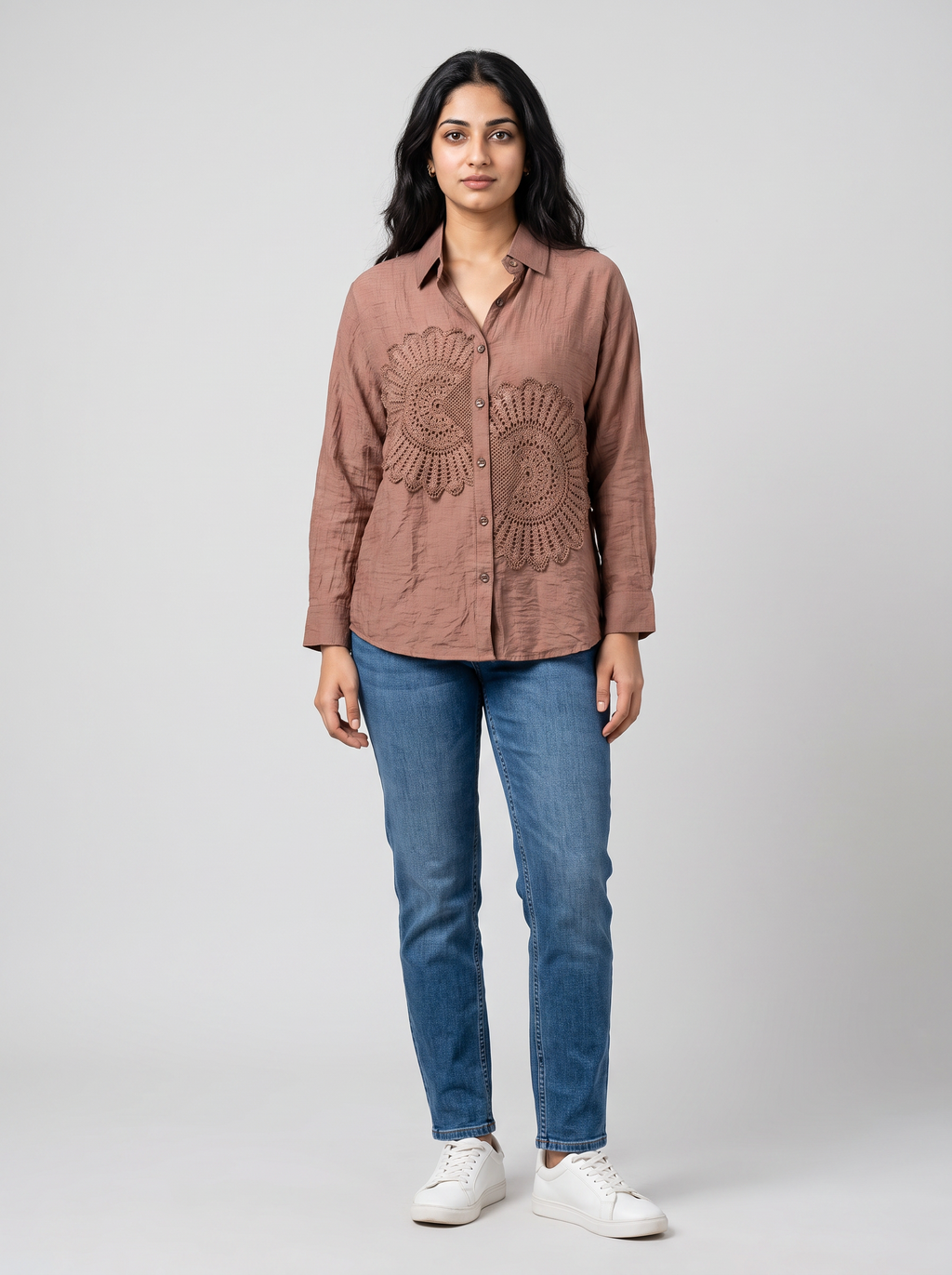 Lace Applique Linen shirt