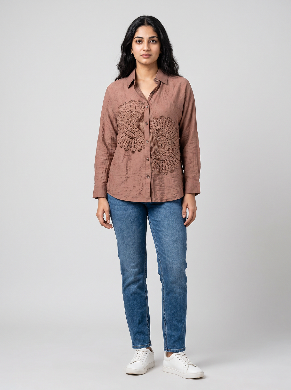 Lace Applique Linen shirt