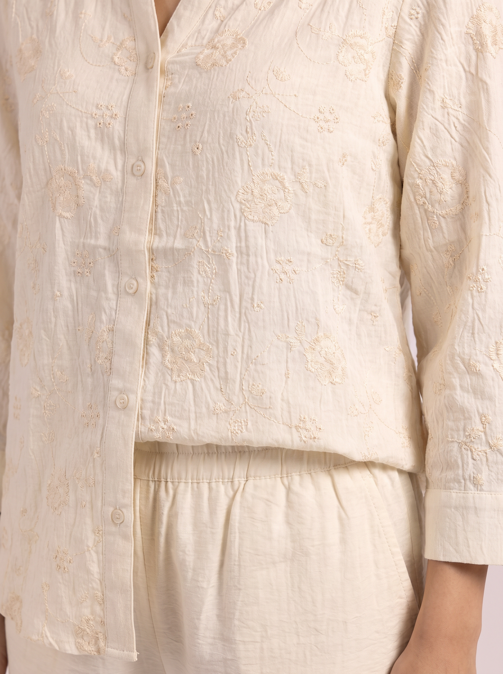 Ivory Textured Linen Khadi Co-ord Set