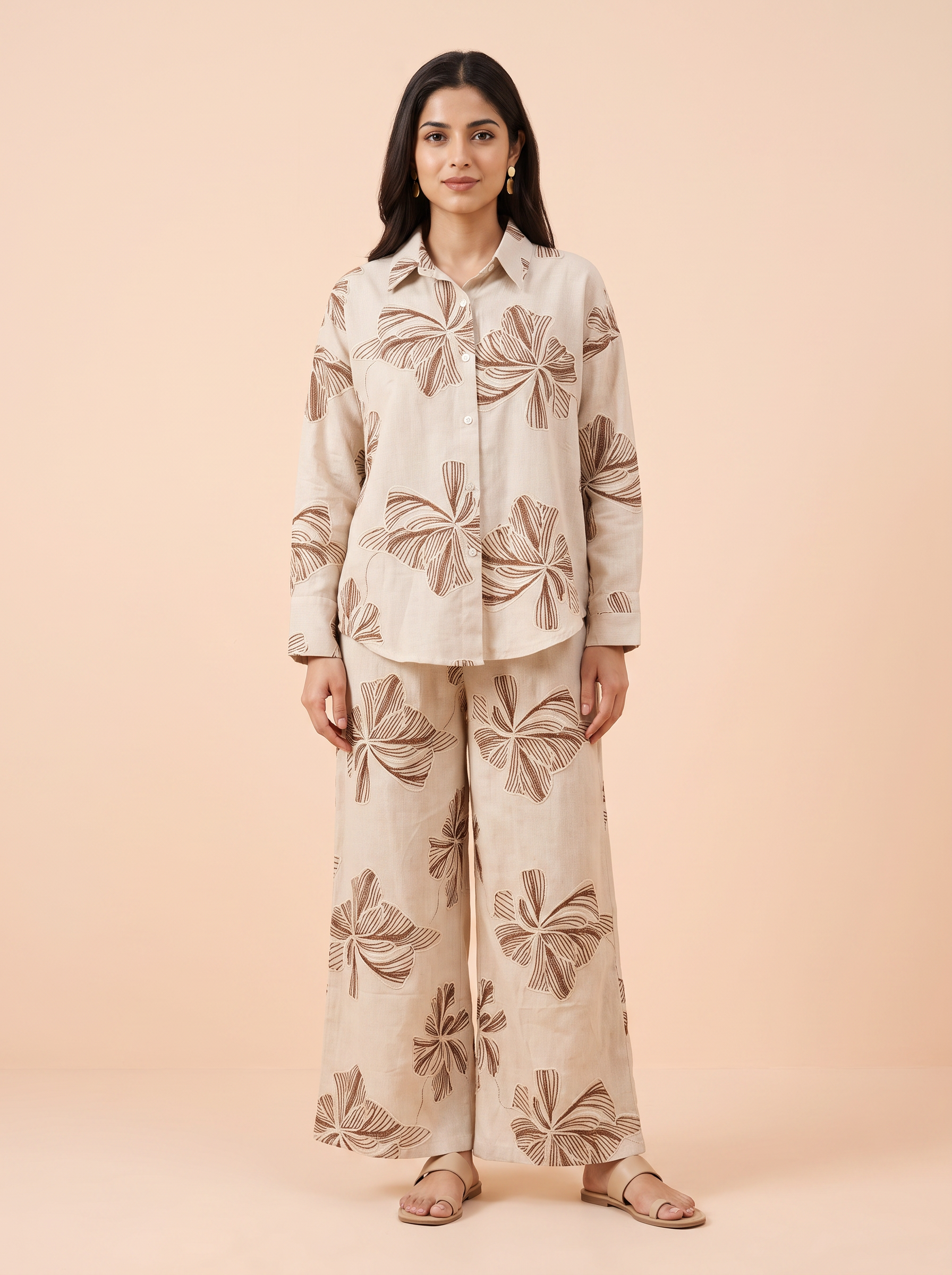 Floral printed Linen Khadi co-ord sets