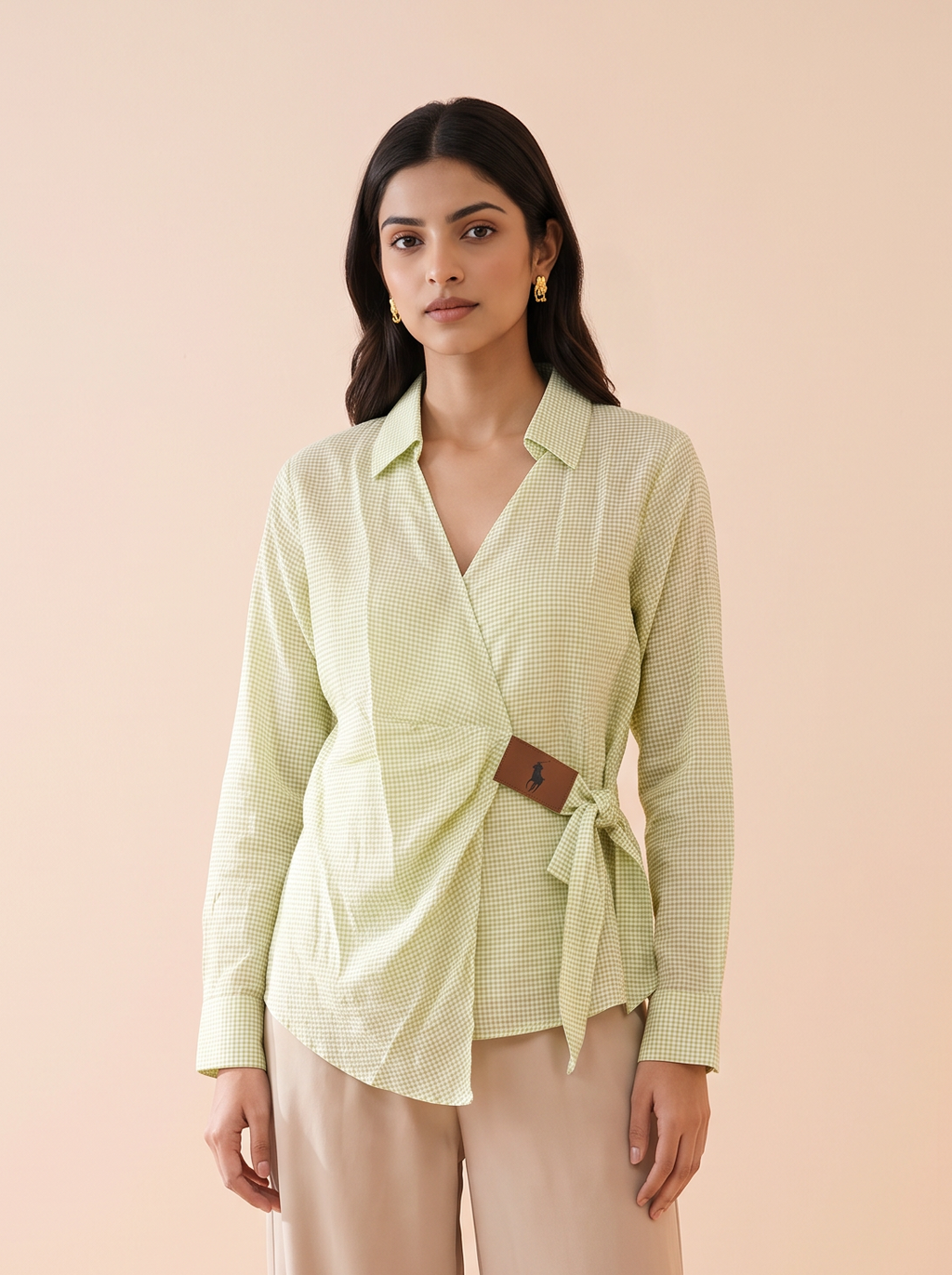 The Sage Micro-Gingham Wrap Shirt
