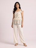 Ivory Embroidered Peplum Top