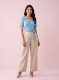 The Sky Blue Collared Wrap Crop Top