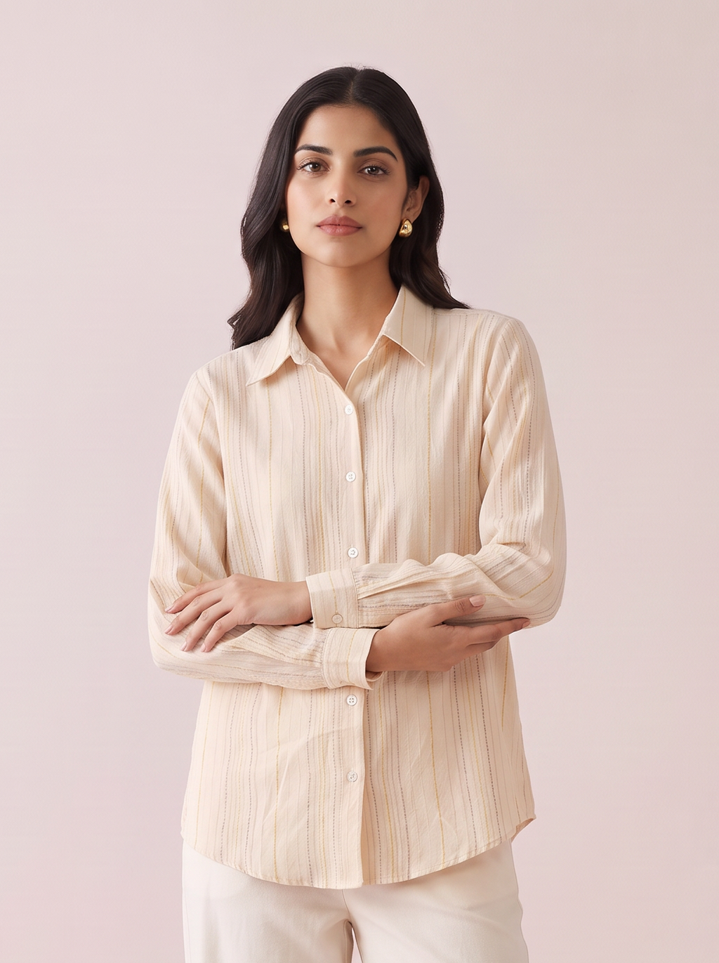 Sun-Drenched Stripe Cotton-Linen Shirt