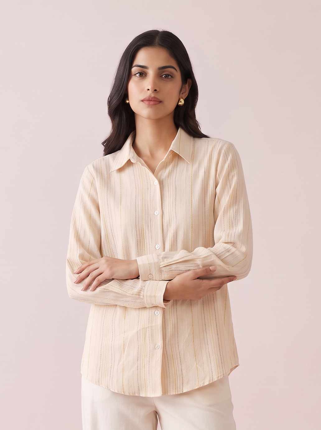 Sun-Drenched Stripe Cotton-Linen Shirt