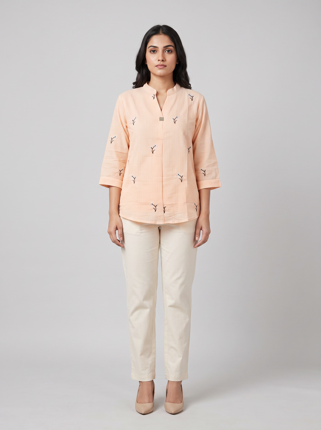 Botanical Breeze-printed Linen Khadi Top