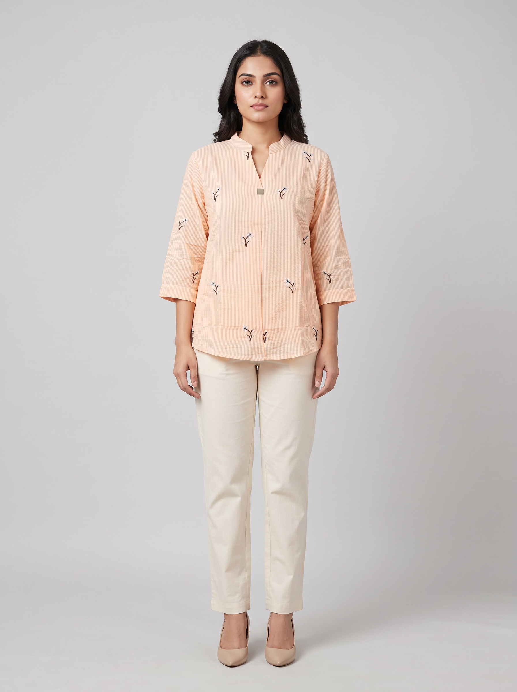 Botanical Breeze-printed Linen Khadi Top