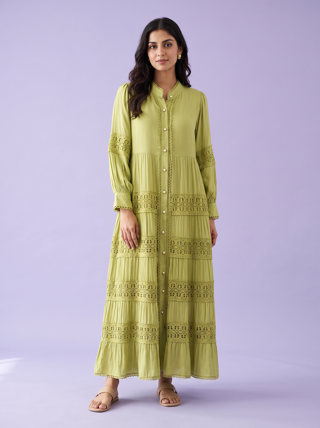 Button-Down Tiered Maxi Dress