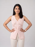 Blush Floral Embroidered Tailored Vest