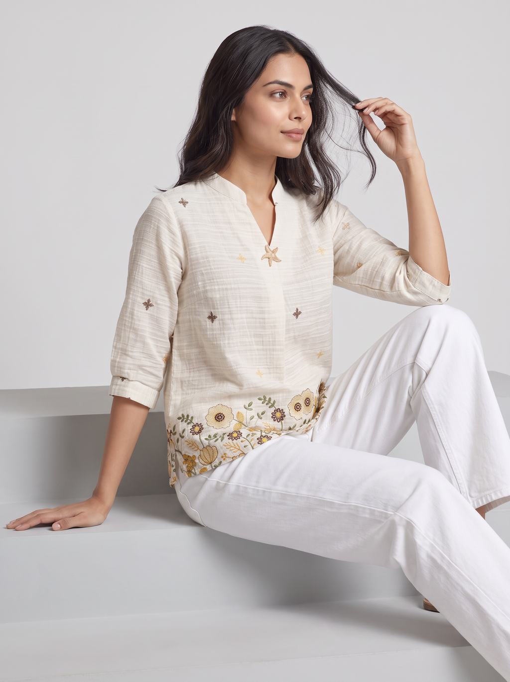 Textured cotton printed shirt
