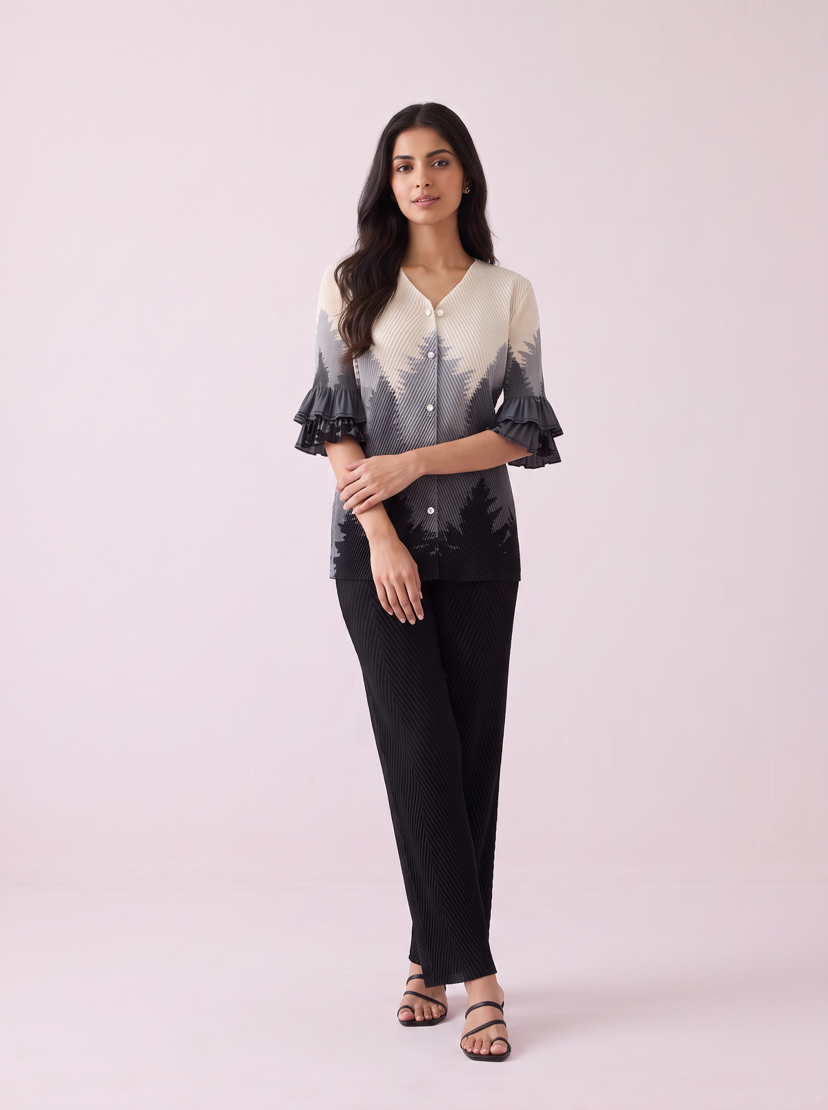 Noir Ombre Pleated Coord Set