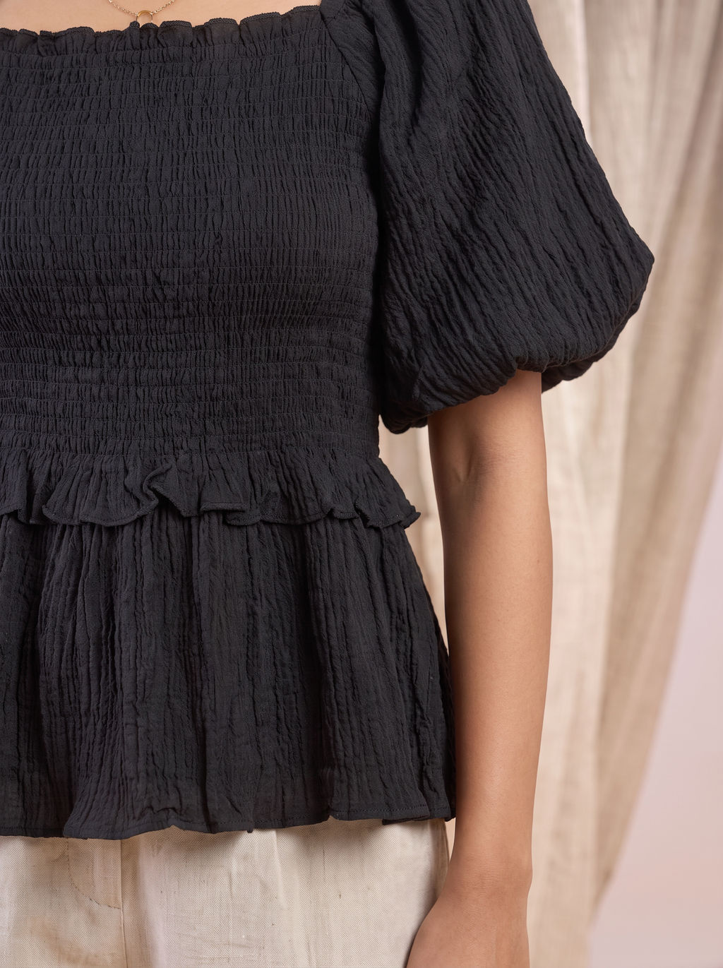 Noir Tailored Crop Shirt