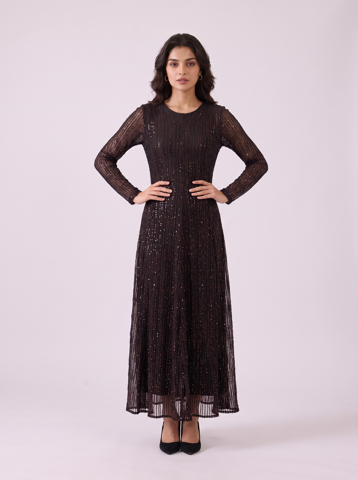 Shimmer Pleated Maxi Dress