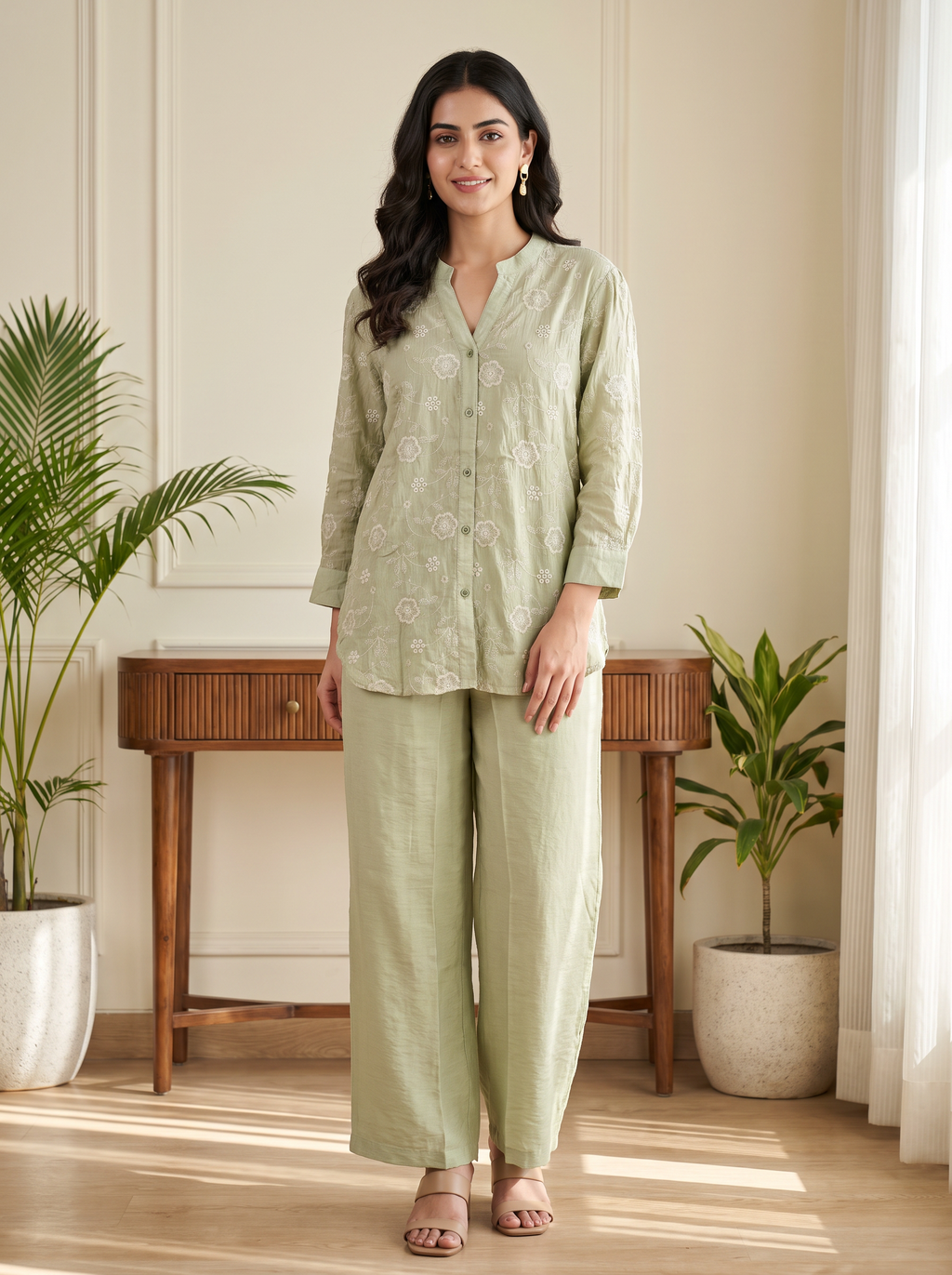 Embroidered Chanderi Coord Set
