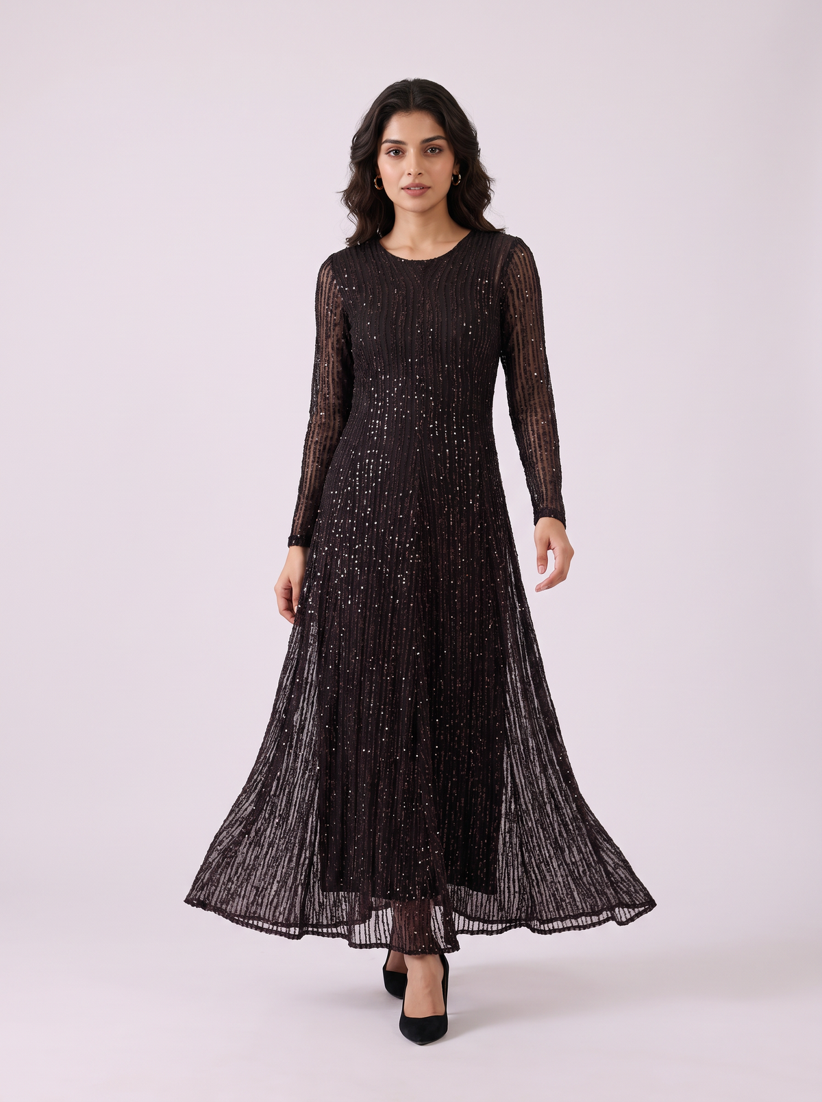 Shimmer Pleated Maxi Dress