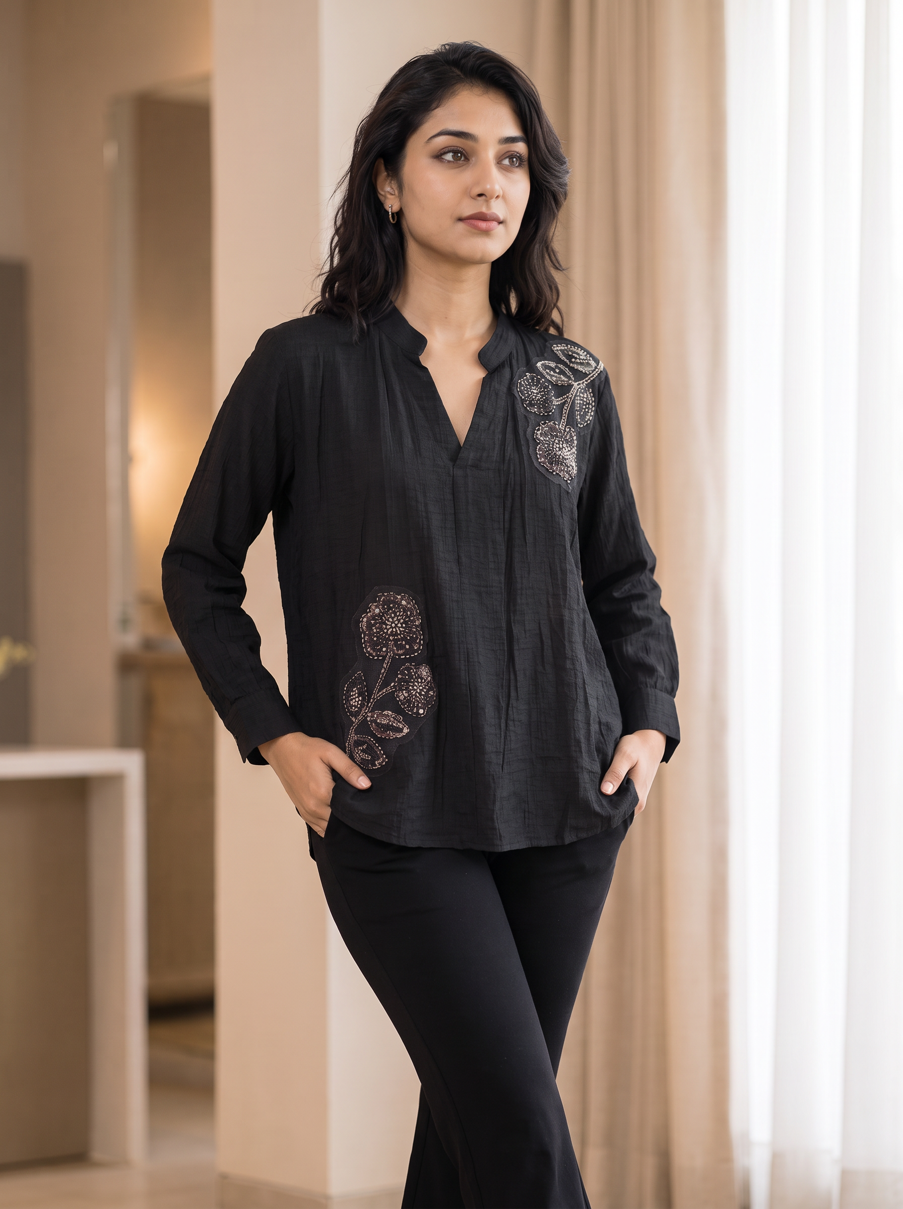 Floral sequin Top