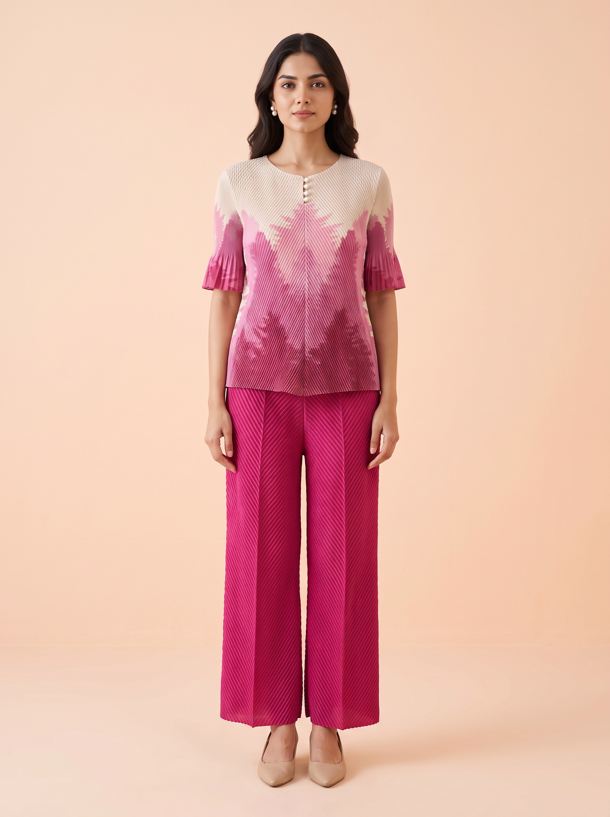 The Magenta Aurora Pleated Co-ord Set