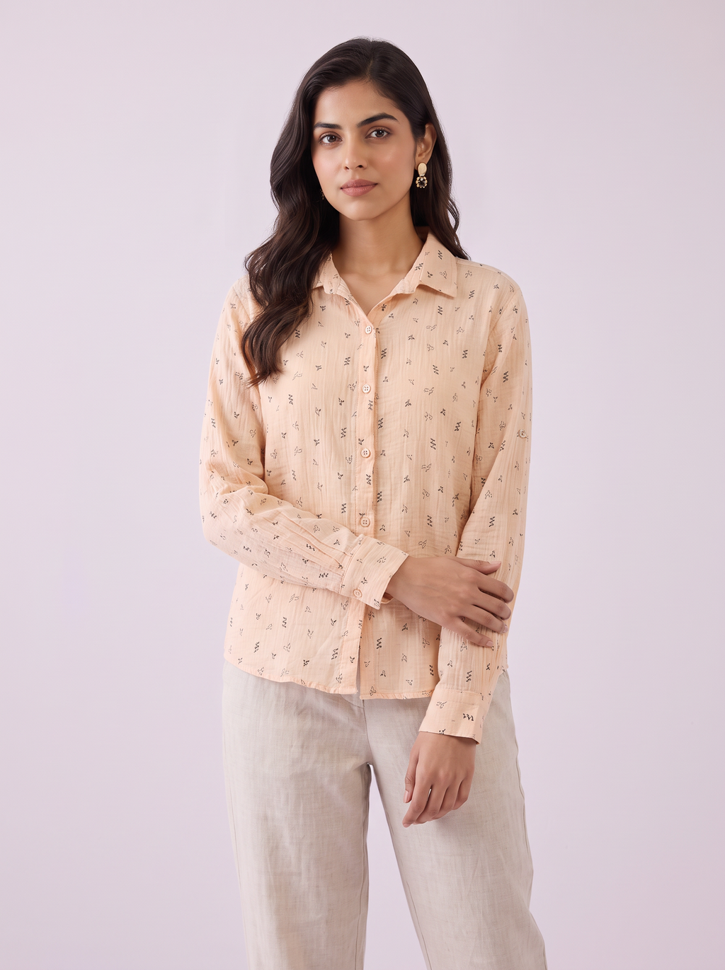 Peach Whisper Botanical Slub Shirt