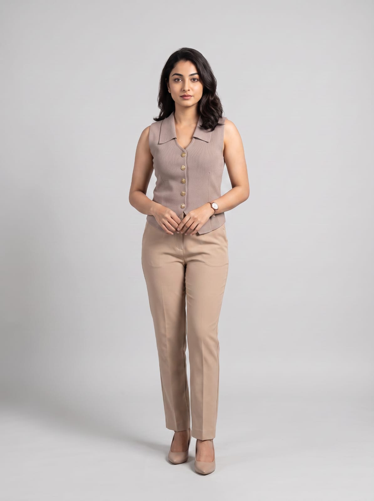 Minimalist Notched-Collar Vest Top