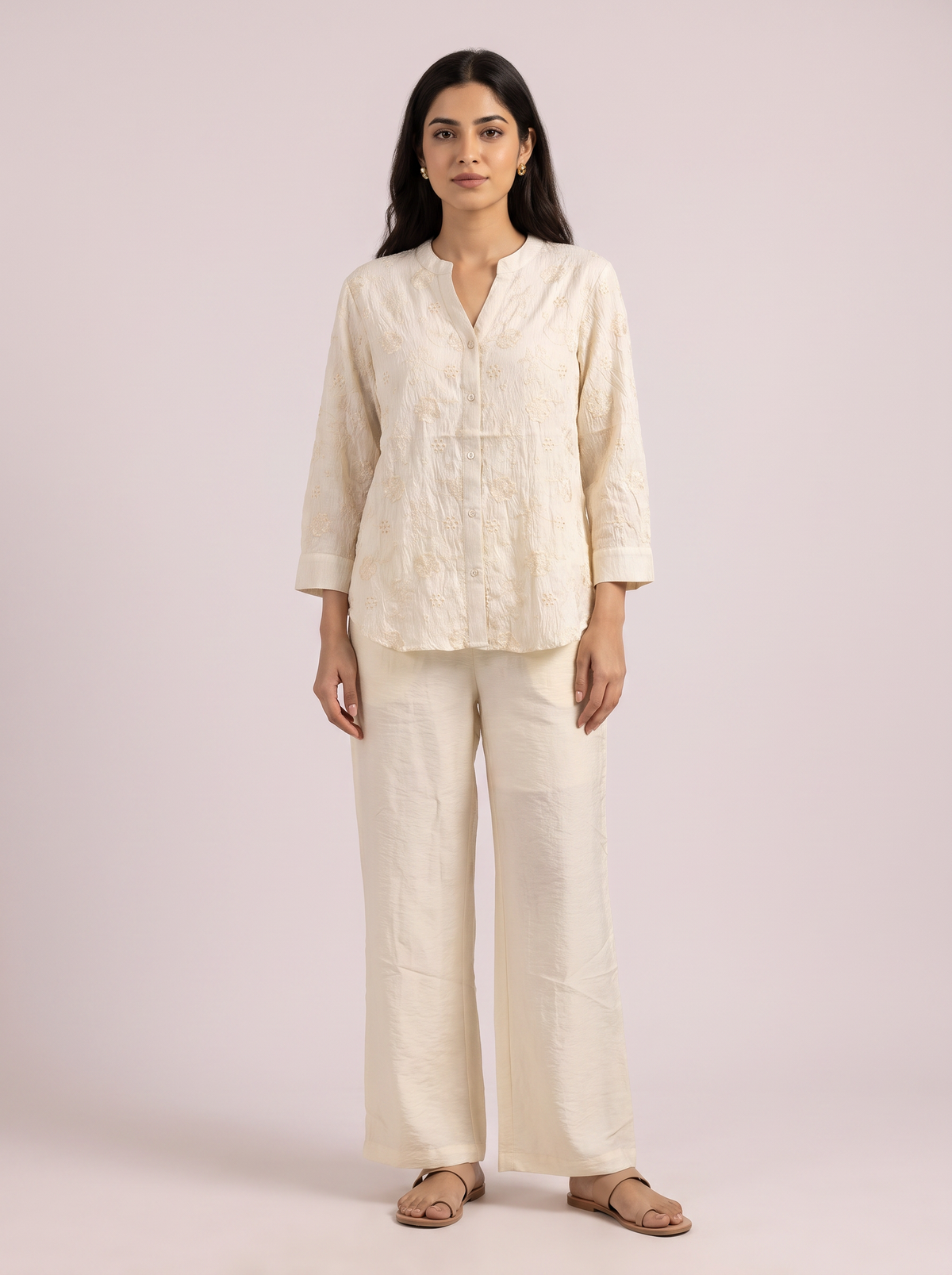 Ivory Textured Linen Khadi Co-ord Set