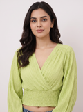 Lime Sorbet Textured Wrap Top