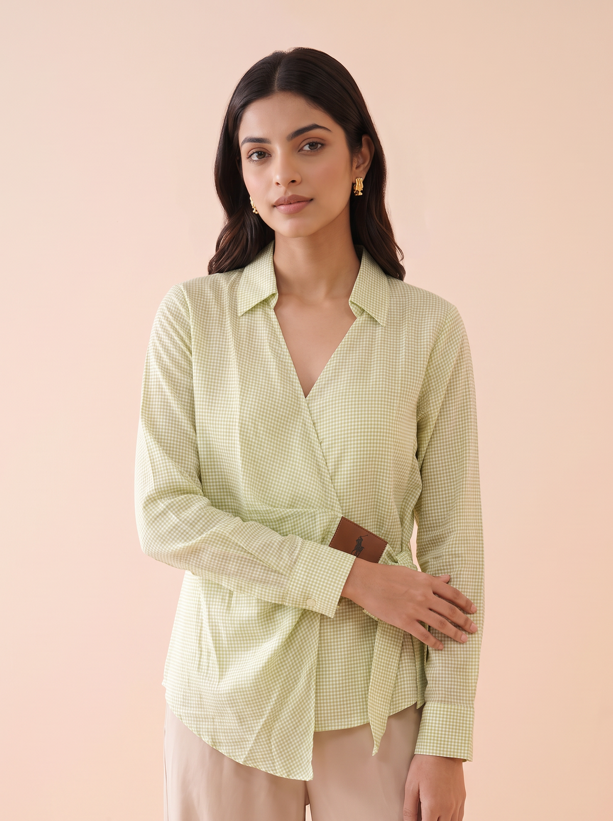 The Sage Micro-Gingham Wrap Shirt