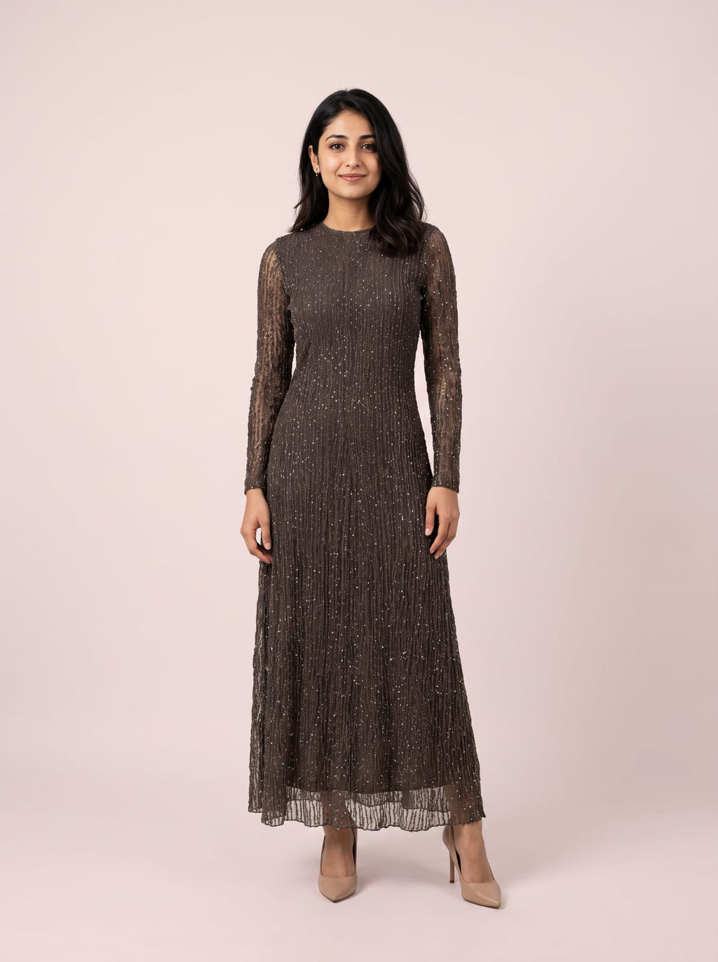 Shimmer Vertical Sequin Maxi Dress