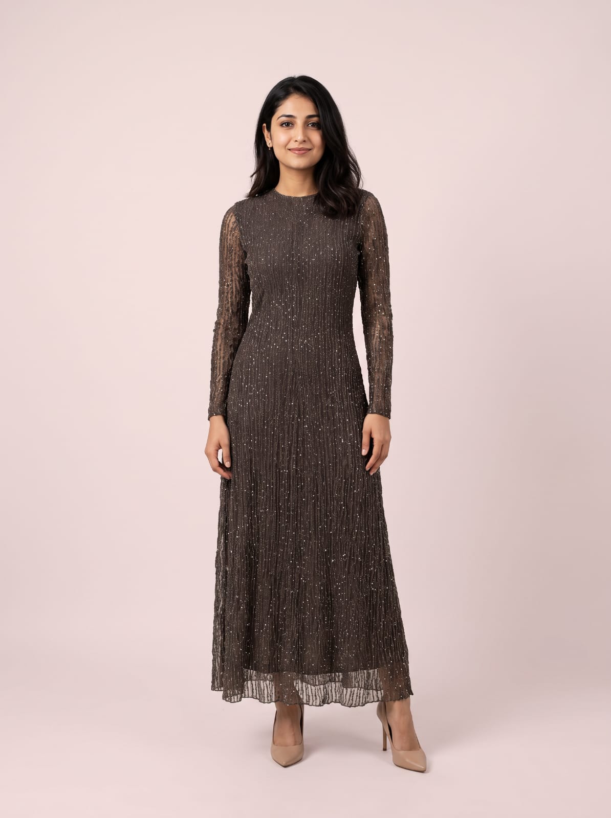 Shimmer Vertical Sequin Maxi Dress