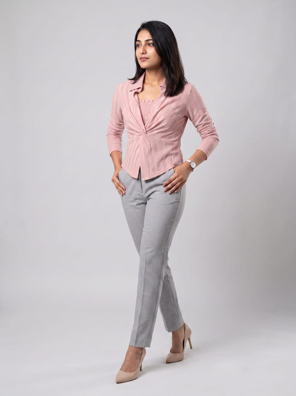 Knit Draped Collared Top