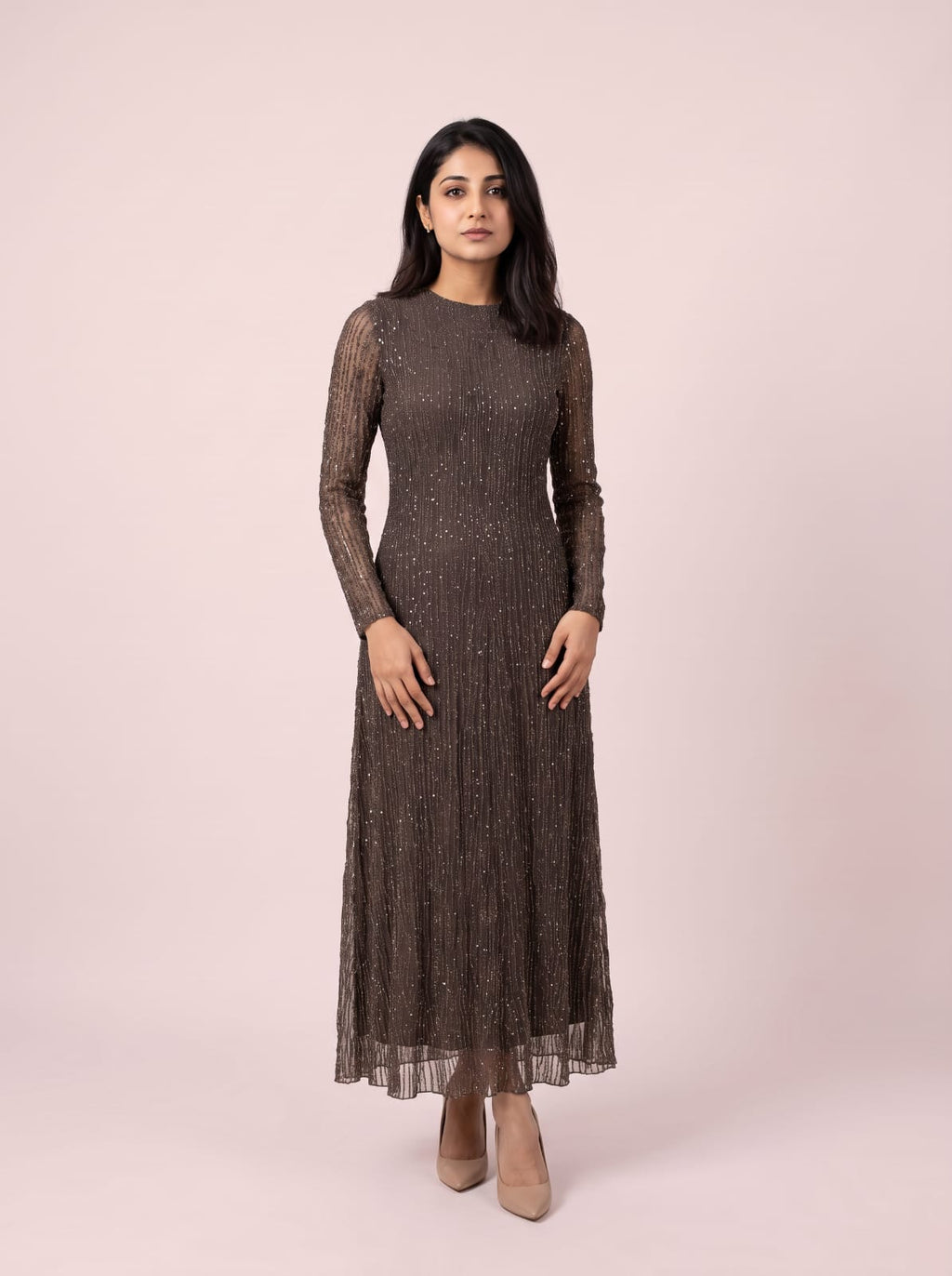Shimmer Vertical Sequin Maxi Dress