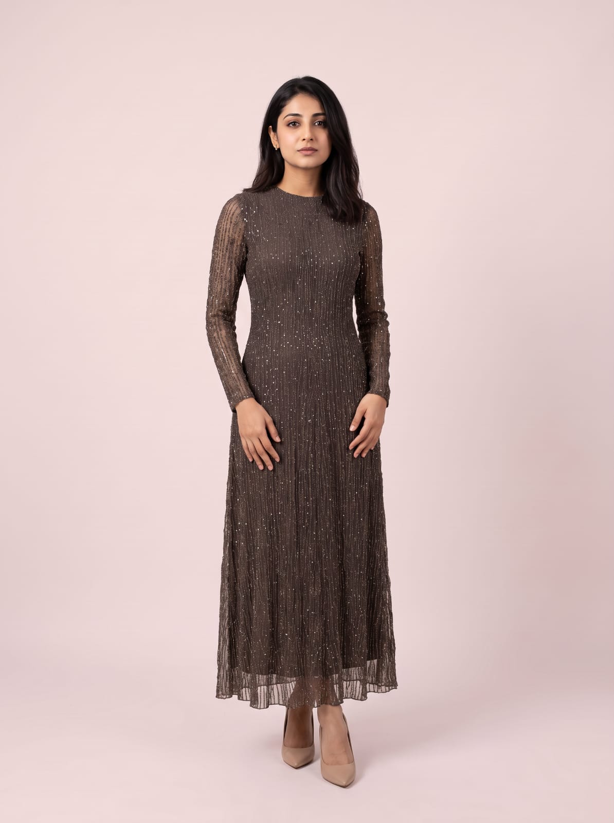 Shimmer Vertical Sequin Maxi Dress