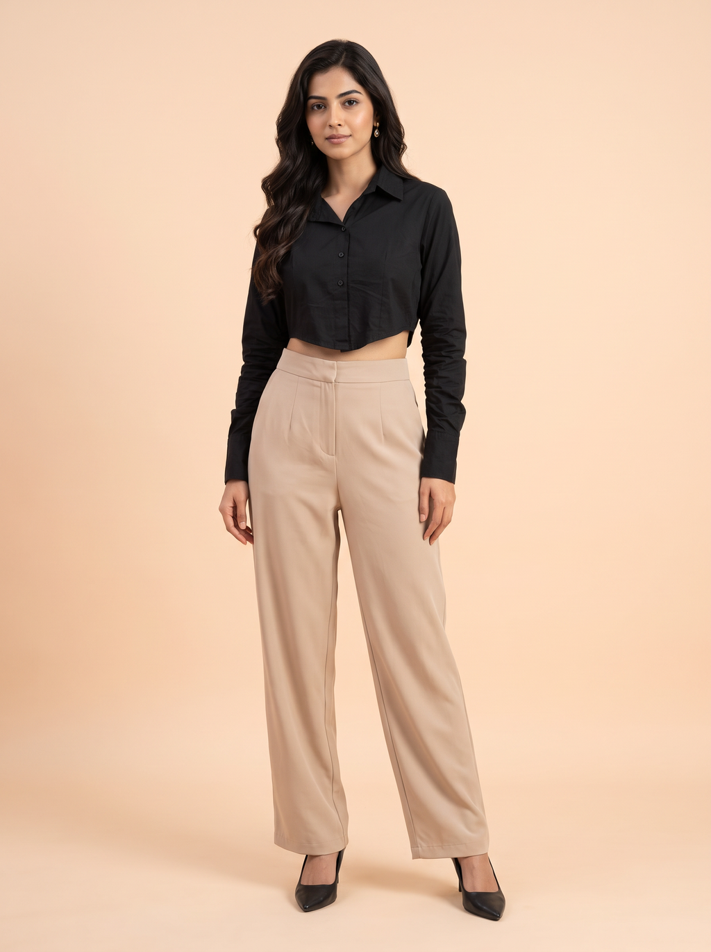 Noir Sculpted Cropped Shirt
