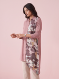 Dusty Mauve Colorblock Asymmetric Tunic Shirt