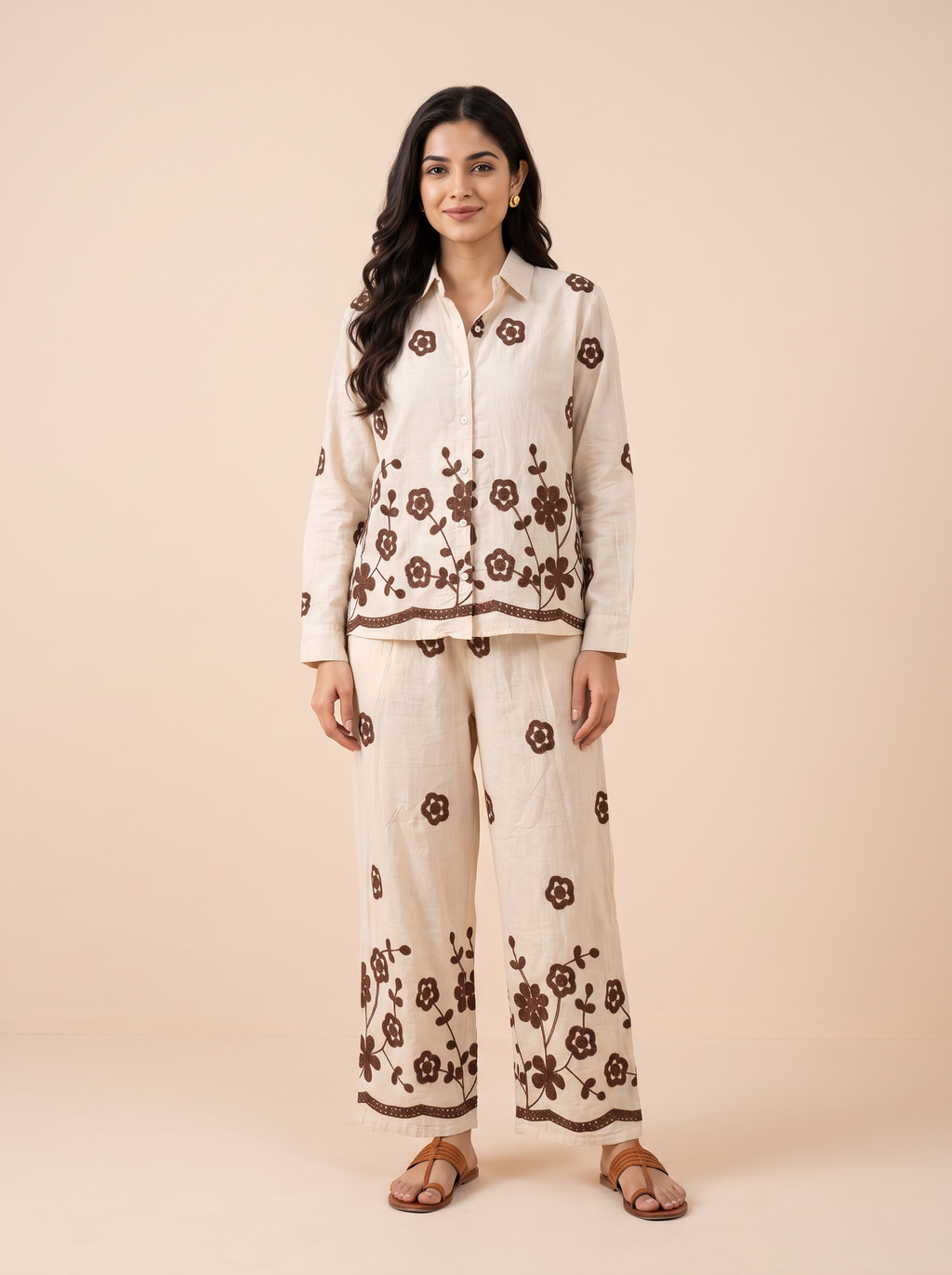 Aurelia Floral Linen Khadi Co-ord Set