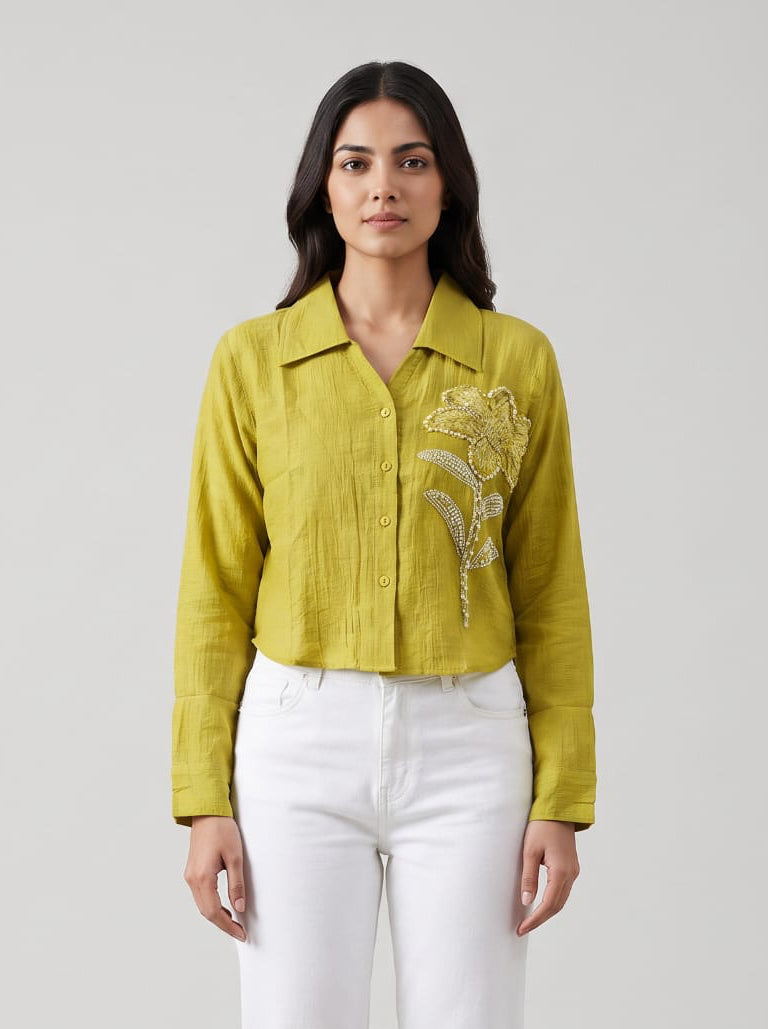Blush Bloom Embroidered Shirt