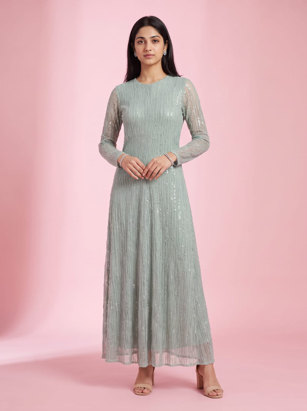 Shimmer Vertical Sequin Maxi Dress