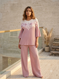 The Rosé Plissé Bell-Sleeve Co-ord Set