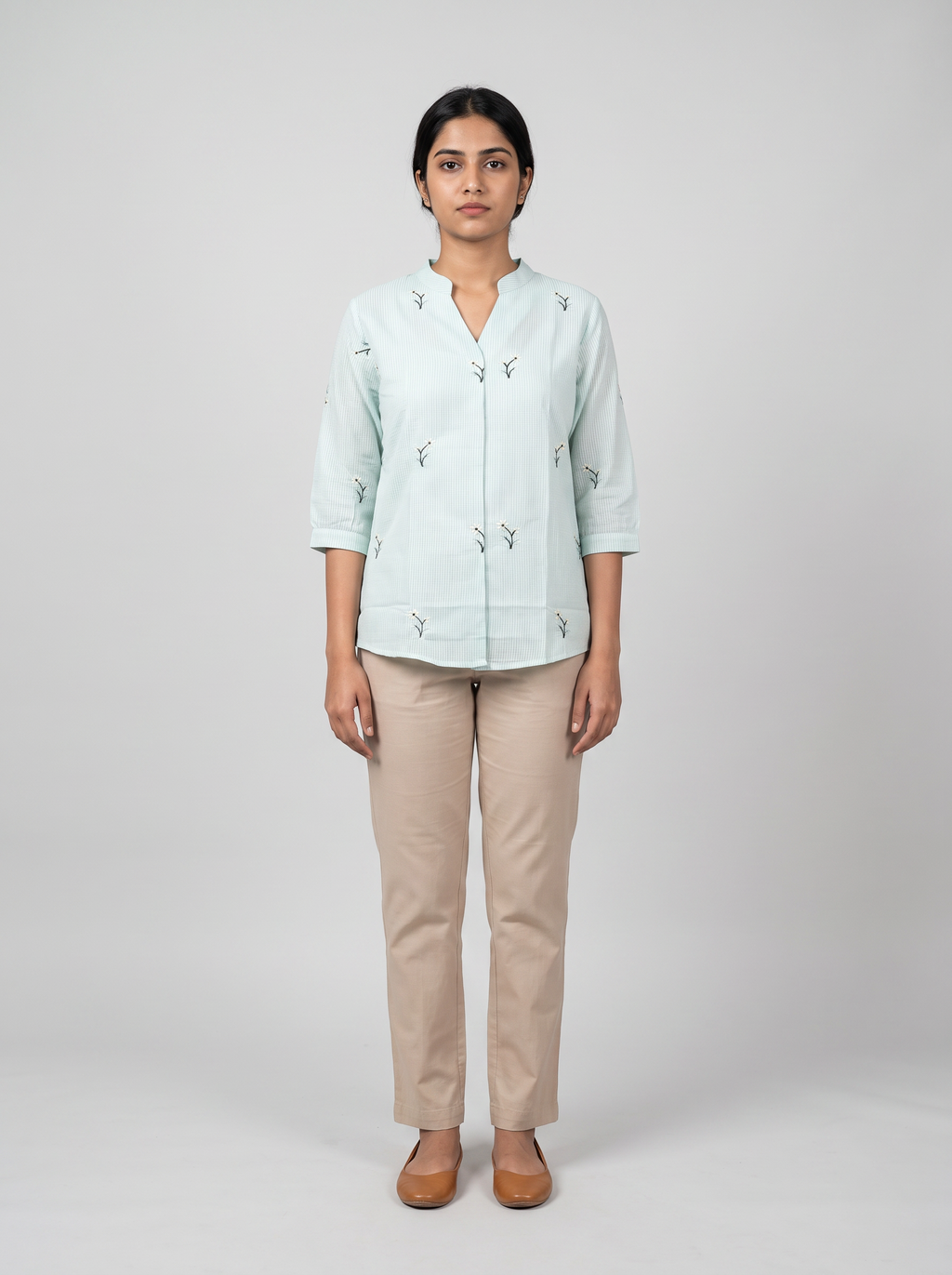 Botanical Breeze-printed Linen khadi Top